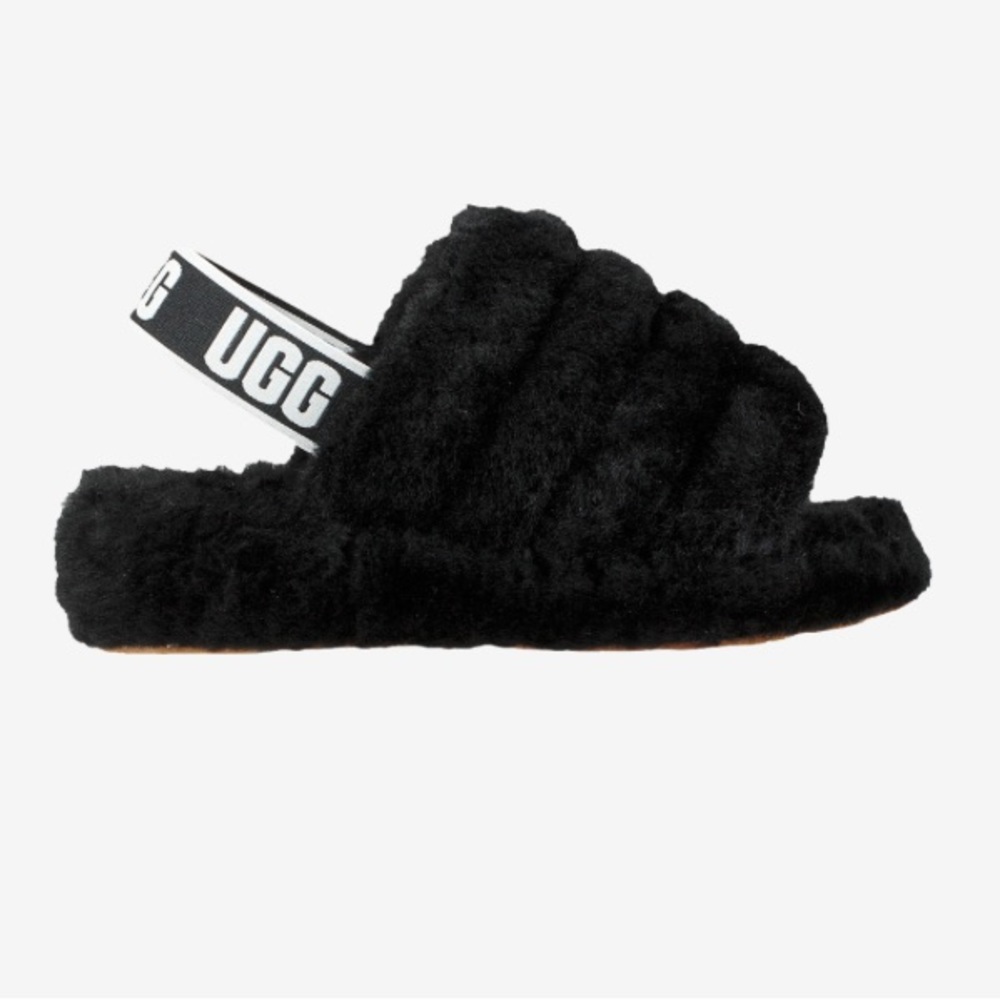UGG Fluff Yeah Slides Size 6 Black New With Box